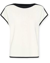 Elena Miro - Overhemden ,Wit ,Polyester Top Van Viscosemix Met Korte Mouwen - Lyst