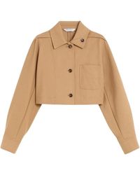 Max Mara - Jassen ,Bruin ,Katoen Stijlvolle Katoenen Jas Met Scherpe Kraag - Lyst