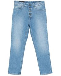 Dondup - Jeans ,Blauw ,Katoen Blauwe Jeans Met Knoopsluiting - Lyst