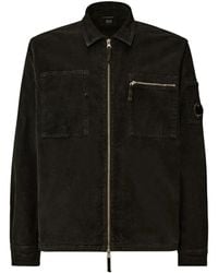 C.P. Company - Zwarte Zip-Up Shirt Met Zakken - Lyst