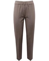 D.exterior - Jeans ,Bruin ,Wol Wollen Mix Lurex Broek Met Elastische Taille - Lyst
