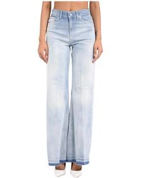 Dondup - Jeans ,Blauw ,Katoen Amber Wijde Jeans - Lyst