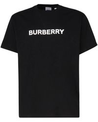 Burberry - Schwarzes logo-print-baumwoll-t-shirt - Lyst