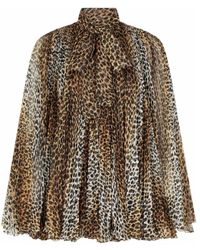 Dolce & Gabbana - Leopardenmuster plissiertes minikleid - Lyst