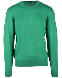 Drumohr - Truien & Vesten ,Groen ,Wol Merino Wol Ronde Hals Trui - Lyst
