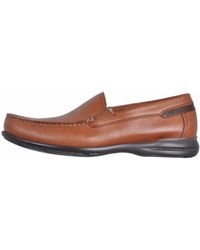 Fluchos - Bruin Leren Loafers Met Contraststiksels - Lyst