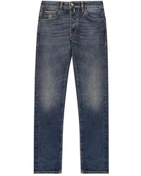 Moorer - Klassieke Donkerblauwe Jeans Met Een Ingedragen Casual Effect - Lyst
