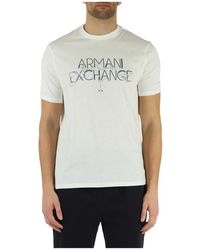 Armani Exchange - Regular fit baumwoll t-shirt mit erhöhtem logo - Lyst