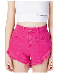 hinnominate - Korte Broeken ,Roze ,Katoen Fuchsia Katoenen Shorts Met Ritssluiting - Lyst