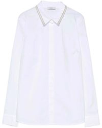 Peserico - Overhemden ,Wit ,Katoen Witte Katoenen Pijp Kraag Shirt - Lyst