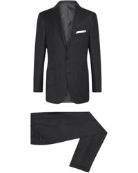 Kiton - Kostuums ,Grijs ,Wol Pinstripe Wollen Pak - Lyst