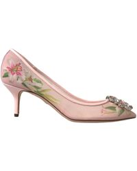 Dolce & Gabbana - Décolleté rosa floreale con cristalli - Lyst