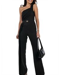 GAUDI - Schwarzer One-Shoulder Jumpsuit Mit Georgette-Details - Lyst