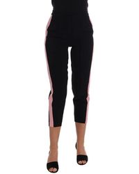 Dolce & Gabbana - Dolce Gabbana Black Stretch Pink Stripes Capri Pants - Lyst
