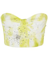 Des Phemmes - Tops ,Veelkleurig ,Denim Geborduurde Tie Dye Denim Bustier - Lyst