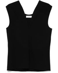 Lanvin - Tops ,Zwart ,Stijlvolle Top Met Diepe Kraag - Lyst