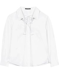 Luisa Cerano - Overhemden ,Wit ,Katoen Blouse Met Strik - Lyst