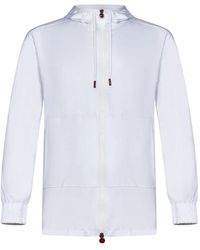 Kiton - Weiße kapuzen-sweatshirt mit reißverschluss - Lyst