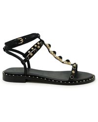 Ash - Schwarze leder-ballerina-sandalen - Lyst