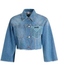 Liu Jo - Jassen ,Blauw ,Denim Denim Cropped Jack Met Rafelranden - Lyst