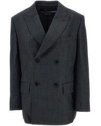 Junya Watanabe - Jassen ,Grijs ,Wol Dubbelrijige Blazer - Lyst