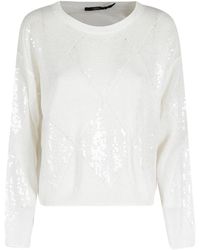 Seventy - Truien & Vesten ,Wit ,Leer Girocollo Paillettes - Lyst
