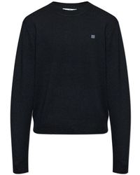 Acne Studios - Truien & Vesten ,Zwart ,Wol Wollen Trui Met Logo - Lyst
