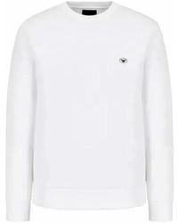 Armani - Hoodies & Sweatvesten ,Wit ,Katoen Katoenen Sweatshirt Essentials Collectie - Lyst