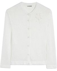 Jil Sander - Truien & Vesten ,Wit ,Bloemen Gebreid Jasje - Lyst
