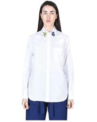 Marni - Camisa de algodón elegante con detalle único de poliéster y vidrio - Lyst