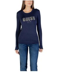 Guess - Truien & Vesten ,Blauw ,Reyna Logo Sweater - Lyst