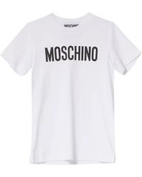Moschino - Tops ,Wit ,Katoen Klassiek Wit Katoenen T-Shirt Met Korte Mouwen - Lyst