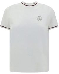 Brunello Cucinelli - Monogramm Baumwoll-T-Shirt Mit Geripptem Rundhalsausschnitt - Lyst