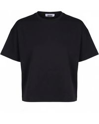 Alpha Studio - Tops ,Zwart ,Katoen Boxy T-Shirt Met Ronde Hals Van Jersey - Lyst
