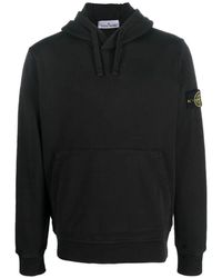 Stone Island - Schwarzer kapuzenpullover aus baumwolljersey - Lyst