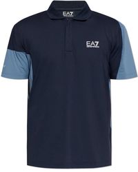 EA7 - Tops ,Blauw ,Polo Shirt Met Bedrukte Logo - Lyst