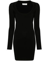 Saint Laurent - Kleedjes ,Zwart ,Zwarte Geribbelde Gebreide Jurk - Lyst