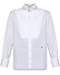 McQueen - Overhemden ,Wit ,Katoen Overhemd Met Opstaande Kraag - Lyst