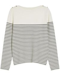 Max Mara - Truien & Vesten ,Wit ,Gestreepte Lange Mouw Jacquard Top - Lyst