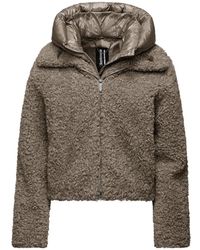 Bomboogie - Korte Bimaterial Jas Met Afneembare Capuchon - Lyst