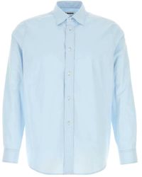 Jil Sander - Overhemden ,Blauw ,Katoen Lichtgewicht Katoenen Poplin Overhemd - Lyst