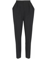 Balmain - Broeken ,Zwart ,Wol Hoge Taille Grain De Poudre Broek - Lyst