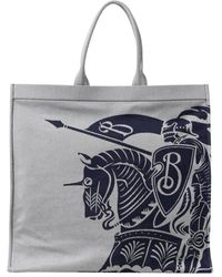 Burberry - Tassen ,Blauw ,Ridder Ontwerp Canvas Tote Tas - Lyst