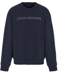 ARMANI EXCHANGE - Blauer stretch interlock pullover mit logo-druck - Lyst