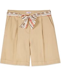 Oltre - Korte Broeken ,Polyester Bermuda Shorts Met Riem Met Patroon - Lyst