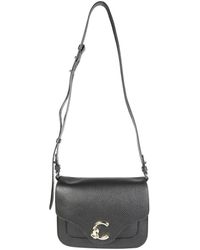 Coccinelle - Schwarze leder-crossbody-tasche mit vordertasche - Lyst