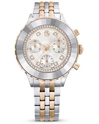 Swarovski - Accessoires ,Grijs ,Elegante Zilveren Chrono Horloge - Lyst