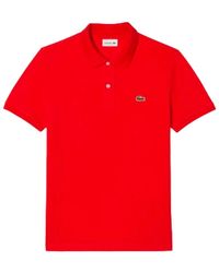 Lacoste - Tops ,Rood ,Katoen Slim Fit Katoenen Polo Shirt (Rood) - Lyst