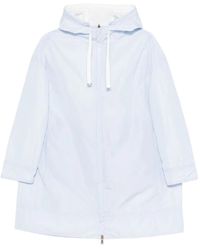 Herno - Jassen ,Blauw ,Polyester Polyester Parka Met Trekkoord En Capuchon - Lyst