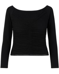 Twinset - Truien & Vesten ,Zwart ,Polyester Zwarte Trui Met Gerimpelde Details - Lyst